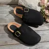 Comércio Exterior Estilo Britânico Sapatos e Chinelos Birkenstock para Mulheres, Meio Chinelos de Bico Alto, Sandálias Preguiçosas de Solado Grosso para Mulheres