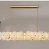 Lámpara de araña de mármol de cobre puro de lujo ligero, estilo chino nuevo, diseño post-moderno, para sala de estar, comedor, simple y elegante, luz para hogar de villa