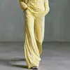 Conjunto Informal de Dos Piezas con Rayas Europeas y Americanas 2026 para Mujer, Top de Manga Larga Hombros Descubiertos con Tirante y Pantalones de Pierna Ancha, Atuendo de Estilo Relajado Venta al por Mayor
