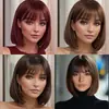 Peluca Bob Estilo Nuevo Europeo y Americano de Temu con Flequillo de Aire, Elegante Cabello Corto Lacio para Cosplay, Peluca Completa