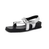 Sandalias de Tira en el Dedo con Suela Gruesa de 3.5cm, Estilo Nuevo, Velcro de Cuero Ajustable, Exportación, Tallas Grandes 40-42, Sandalias Romanas