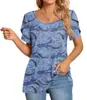 2023 Amazon Transfronterizo Casual para Mujer Camiseta Estampada Ajustada para Mujer Cuello Redondo Manga Corta Larga Juventud
