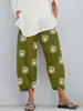 Comercio exterior transfronterizo 2021 Pantalones de mujer holgados con estampado de diente de león, cintura elástica, bolsillos 8843