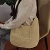 Elegante bolsa de ombro de algodão trançado de grande capacidade, nova bolsa de palha square da vovó, bolsa de praia para férias, bolsa feminina versátil