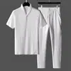 Exclusivo para fornecimento transfronteiriço terno casual masculino novo estilo verão fino alta qualidade esportivo versátil moderno manga curta calça comprida moderno leve