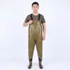 Macacão impermeável, conjunto de chuva de meio corpo, calça de chuva com botas de chuva, calça de pesca de couro, conjunto de pesca masculino de corpo inteiro, design espessado para pesca em reservatório