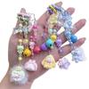 Nova Bolsa de Cor Transparente com Urso para Pendurar no Celular Chaveiro Boneca Pendurada com Laço Pingente Decorativo DIY de Resina