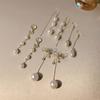 Pendientes de perlas naturales de agua dulce retro francesas, tejidos a mano, chapados en oro y cobre, con forma de gota de aguja de plata 925, al por mayor