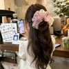 Goma de pelo estilo coreano de malla con estampado de leopardo, perezosa, para mujer, ligera, transpirable, elástica, para coleta, ambiente de verano