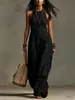 Mono de lino de alta calidad, casual, cuello redondo, sin mangas, para mujer, moda europea y americana 2026, colección de verano, con un toque sofisticado y elegante, adecuado para ventas transfronterizas