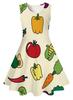 Amazon Verão Estampa Digital 3D de Legumes e Frutas Roupas para Meninas Vestido Fresco Sem Mangas Vestido de Princesa para Meninas
