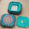 Caja de Joyería con Tapa Octagonal de Brocado Caja de Almacenamiento para Pulseras Joyas Cuentas Caja de Embalaje de Jade Esmeralda