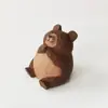 Escultura em Madeira Maciça Pura Artesanal de Animais Pequenos com Tema de Pesca, Artesanato em Madeira, Decoração Criativa para Casa para Sala de Estar e Mesa de Escritório