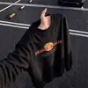 Estilo Retrô Americano Estampa de Letras Roupas Esportivas Gola Redonda Moletom Masculino Outono Solto Casual Versátil Top Tendência Confortável