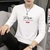 Camiseta de Manga Comprida Masculina Gola Redonda Primavera e Outono Qualidade Marca Tendência Nobre Alta Qualidade Roupa Íntima Masculina Camisa Base Outono e Inverno Masculina