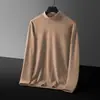 Camisa base de invierno de terciopelo de doble cara para hombre, camiseta de manga larga, cuello medio nuevo, cuello alto medio, top interior cálido