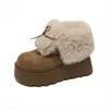 Botas de nieve para mujer, cortas, de suela gruesa, que aumentan la altura, con forro de felpa, engrosadas para dar calor, nuevo estilo otoño/invierno 2026, versátiles, adecuadas para climas fríos