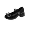 Elegantes zapatos Mary Jane de tacón grueso con lazo estilo francés para mujer, nuevos zapatos de tacón alto de otoño 2026, zapatos pequeños de cuero estilo hada
