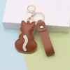 Pingente estiloso de couro estilo coreano de gatinho para bolsas femininas, tridimensional decorativo de couro com enchimento de algodão, enfeite pendurado para carro DIY
