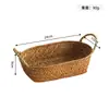 Cesta de Almacenamiento Ovalada Tejida de Pastos Marinos con Doble Asa Cesta para Frutas y Snacks Cesta para Huevos Cesta Organizadora de Artículos Varios de Escritorio