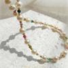 Collar de Perlas de Turmalina Multicolor Que No Se Desvanece, Cadena Versátil de Clavícula de Alto Nivel Dopamina de Verano para Mujer