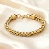 Pulsera Cubana de Acero Inoxidable Hip-Hop Transfronteriza, Pulsera Pulida por Ambos Lados, Pulsera de Acero de Titanio Estilo Punk de Alta Gama para Hombres y Mujeres
