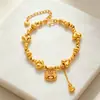 Pulsera de Abalorios Estilo Étnico Retro Ojo de Gato Dorado Imitación para Mujer Cadena de Mano de Oro de Arena de Vietnam Joyería de Color Duradero