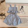 2026 Ropa de Verano para Niños Coreanos Conjunto de Dos Piezas Estilo Coreano para Niñas Camisola de Manga Corta + Shorts 123266