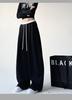 Pantalones casuales holgados y ajustados de estilo americano para primavera y otoño, nuevos pantalones de pierna ancha con cordón de cintura alta y combinables, pantalones deportivos modernos y geniales para mujer.