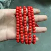Pulsera de Cuentas de Vidrio Estilo Étnico de 108 Piezas, Unisex, Joyería con Forma de Gota Naranja-Rojo de 8mm