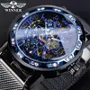 Reloj Ganador de Dropshipping para Hombre, Informal de Moda Clásico Moderno Malla Hueca de Pedrería Correa Reloj Mecánico Manual