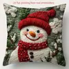 Funda de Cojín Decorativo Papá Noel Muñeco de Nieve Reno Impresa por un Lado para Navidad Invierno Sala de Estar Sofá Dormitorio