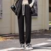 89060# Otoño/Invierno Nuevos Pantalones de Gato Forrados de Polar Engrosados de Terciopelo de Cordero Cálidos Joker Ropa Exterior Pantalones Casuales Mujer