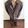 Chaqueta de estilo japonés de moda, versátil, de dos piezas falsas, con retazos a cuadros y cuello camisero, chaqueta de pareja estilo "old money" para otoño e invierno