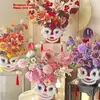 Danza del León Arreglo Floral Decoración DIY Cubo de Flores Materiales de Empaque para Arreglos Florales