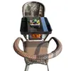 Mesa e cadeiras de exterior, conjunto de três peças de cadeira de vime para lazer em pátio e varanda, cadeira de vime para exterior em terraço, combinação de mesa de centro pequena