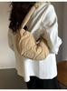 518533 Nova Bolsa da Moda Tecido Oxford Linha Bordada Bolsa Dumpling Cor Sólida Bolsa de Ombro Bolsa de Penas Mulheres