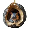 Natal Novo Tipo de Furo Guaxinim Decorações de Natal Enfeites para Árvore de Natal Impressão Plana 2D Acrílico Pequeno Pingente