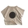Camiseta Infantil Corea del Sur Manga Corta Verano Estilo Coreano Occidental Suelta Niñas Bebé Lunares Verano Color Sólido Camisa