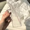 Taza cuadrada de vidrio al por mayor con separación de té y agua, vaso de agua con popote, vaso de vidrio transparente de borosilicato alto, resistente al calor