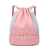 Bolsa de natación con logo personalizable de alta calidad, separada para seco y mojado, mochila con cordón con compartimento para zapatos, bolsa para baile latino