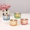 Copo de Vela Listrado para Aromaterapia Suporte de Vela de Vidro Estilo Europeu Decoração Criativa para Casa Decoração de Atmosfera Festiva Festa à Luz de Velas