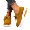 Estación Independiente Nueva de Gran Tamaño Transfronteriza Zapatos Casuales de Cuña con Cordones Delanteros Mocasines Gruesos de Suela para Primavera y Otoño Estilo Europeo y Americano para Mujer