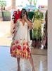 Vestido de Verão 2025 Europeu e Americano Transfronteiriço Amazon Moda Estampa Floral Gola Reversível Manga Curta Bolso Vestuário Feminino