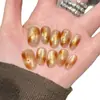[Mancha de Café de Outono] Outono e Inverno Âmbar Dourado Estilo Ins Unhas Vestíveis Feitas à Mão Patch de Manicure Curto Unhas Postiças