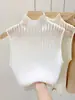 Nuevo Estilo Top de Punto sin Mangas para Mujer, Estilo Delgado de Verano con un Toque de Lujo, Cuello Elegante, Top Casual para Vacaciones, Suministro Directo Transfronterizo