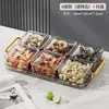 Bandeja de Frutas Dividida de PET Transparente con Borde Dorado de Lujo, Caja de Bocadillos Portátil para Sala de Estar, Plato Organizador para Clasificar Frutos Secos y Nueces