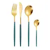Juego de Cubiertos de Acero Inoxidable 410 Personalizado, Mango Plano, Vajilla Portuguesa, Cuchillo para Filete Occidental, Tenedor y Cuchara para Postre y Ensalada