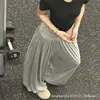 Pantalones jogger de air-layer grises para mujer, estilo fino de verano, talla petite, pantalones tipo linterna holgados y casuales, pantalones largos casuales de cintura alta