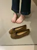Zapatos de abuela con plataforma interior de lazo francés suela blanda versátiles para ir al trabajo cómodos punta redonda corte bajo zapatos de un solo color estilo wanwan zapatos planos